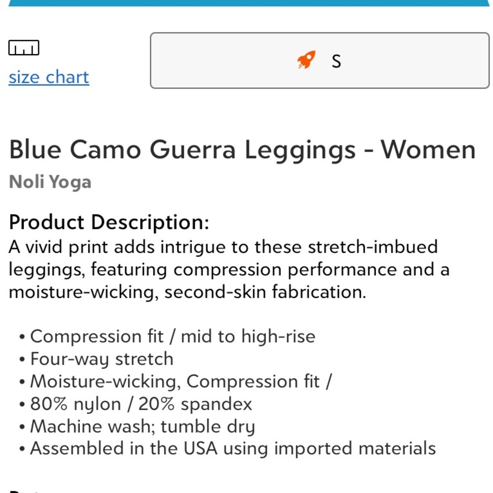 Noli Yoga Blue Camo Guerra Leggings Compression Fit Women’s Small - Picture 5 of 5